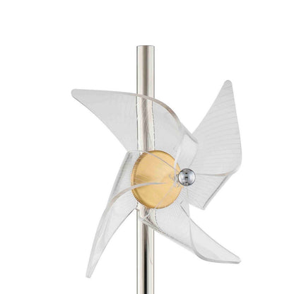 Benjara 29 Inch Table Lamp, LED Pinwheel Shades, Metal, Acrylic, Sand Chrome
