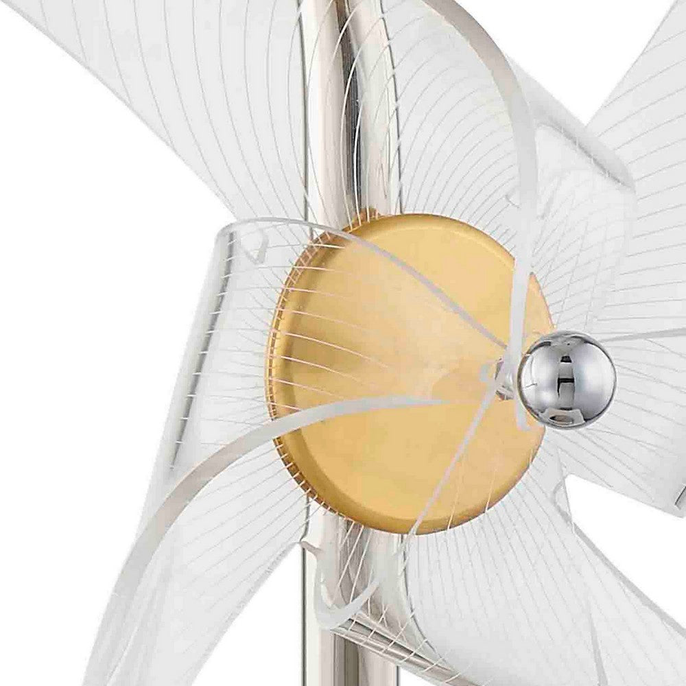 Benjara 29 Inch Table Lamp, LED Pinwheel Shades, Metal, Acrylic, Sand Chrome