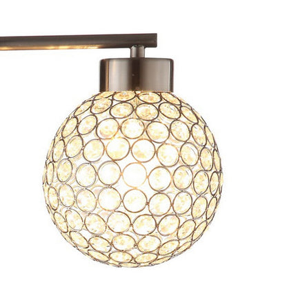 Benjara Fern 30 Inch Table Lamp with 3 Crystal Orb Shades, Metal, Sand Chrome