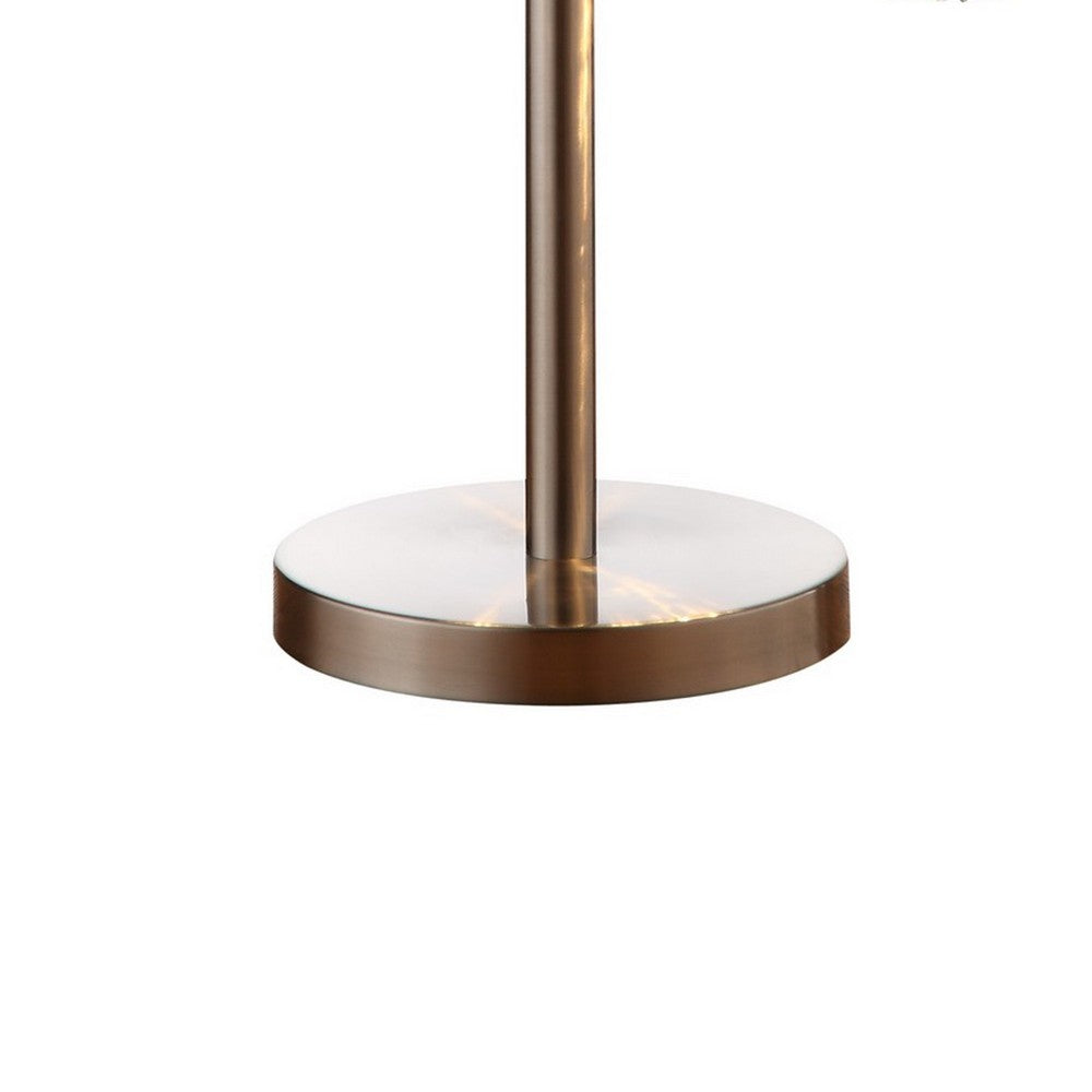 Benjara Fern 30 Inch Table Lamp with 3 Crystal Orb Shades, Metal, Sand Chrome