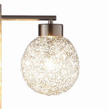 Benjara Fern 31 Inch Table Lamp with 3 Orb Shades, Metal, Sand Chrome Finish