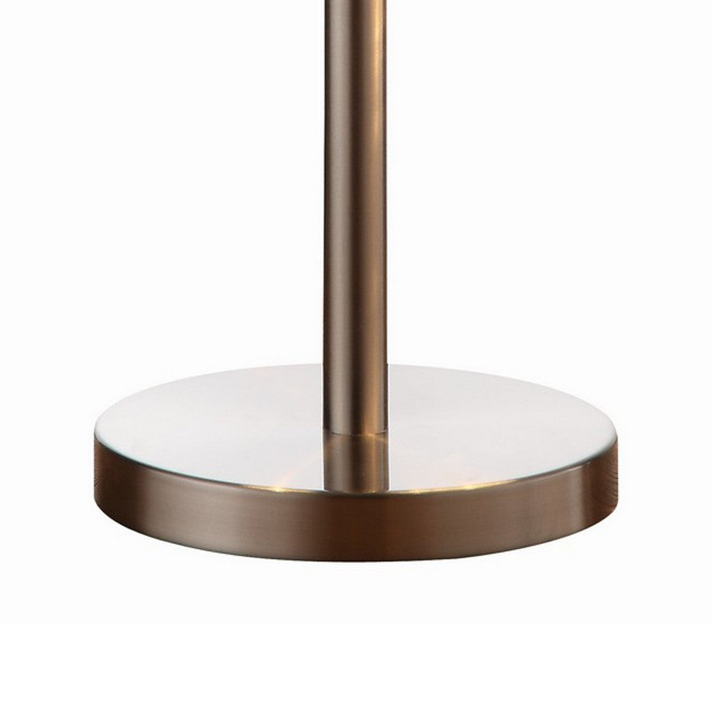 Benjara Fern 31 Inch Table Lamp with 3 Orb Shades, Metal, Sand Chrome Finish
