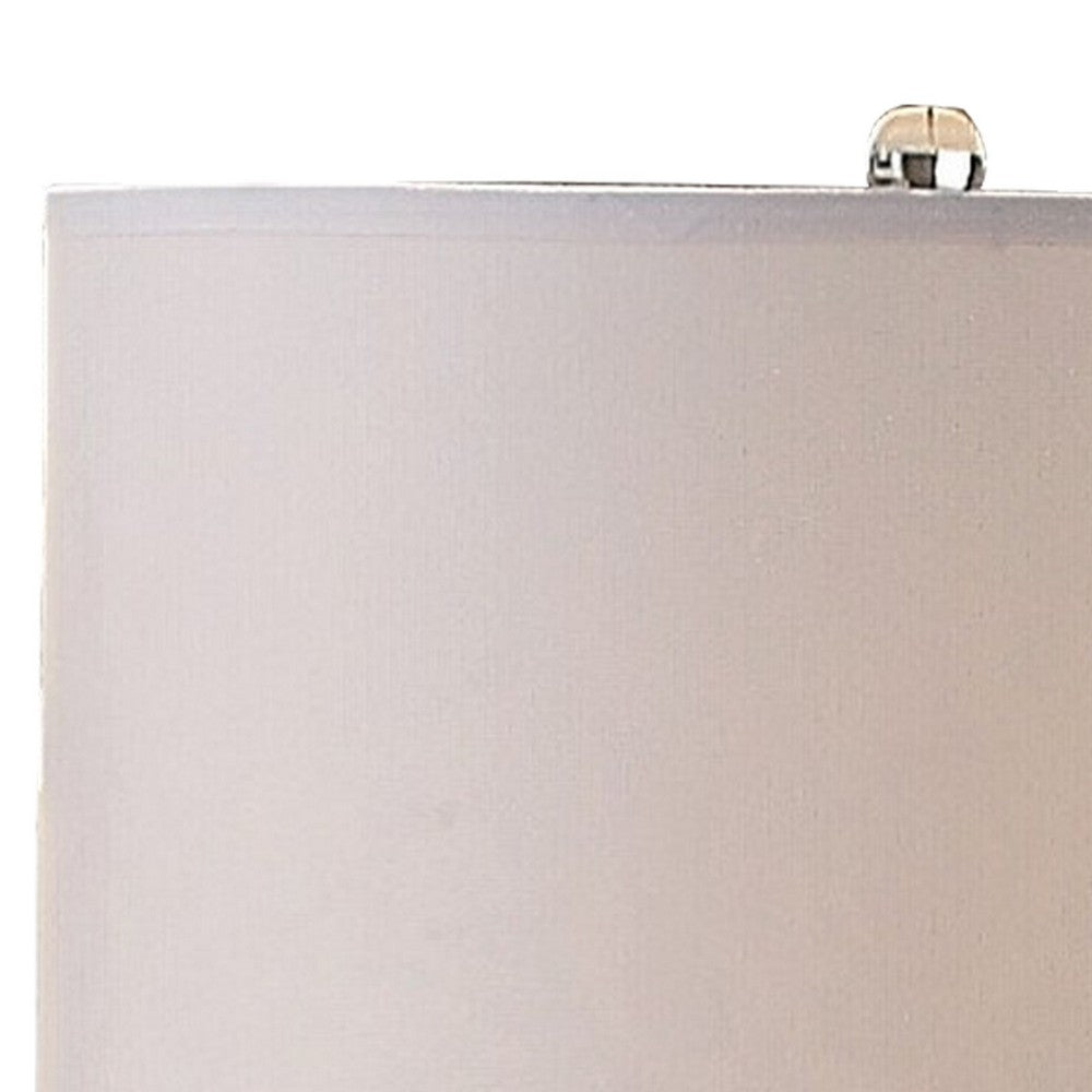 Benjara Wren 32 Inch Table Lamp, Crystal Base with Subtle Curve, Metal, Silver