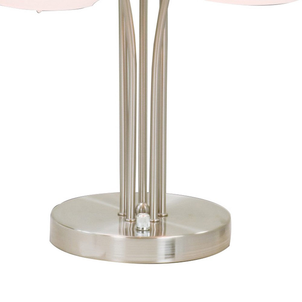 Benjara 31 Inch Table Lamp, 5 Dome Shape Shades, Glass, Sand Chrome Finished Metal