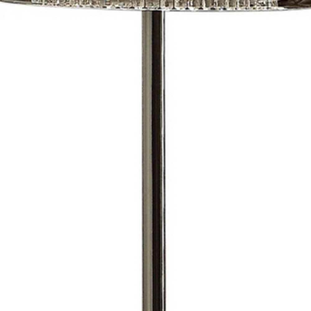 Benjara Hana 30 Inch Table Lamp, Modern Crystal Glass Shade, Metal, Black Nickel