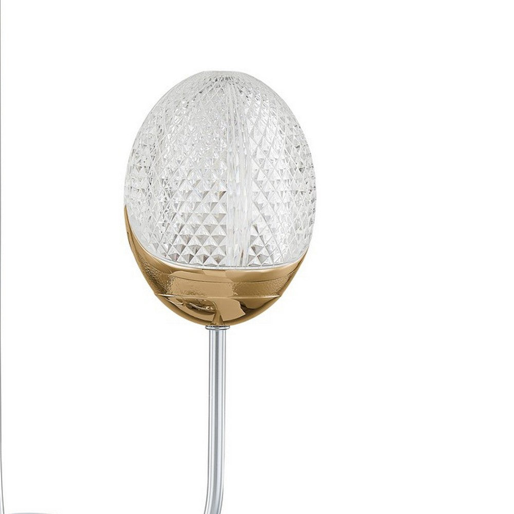 Benjara 25 Inch Table Lamp, 3 Globe Crystal Shades, Modern Nickel Metal Base