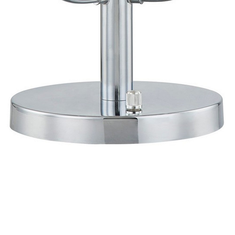 Benjara 25 Inch Table Lamp, 3 Globe Crystal Shades, Modern Nickel Metal Base
