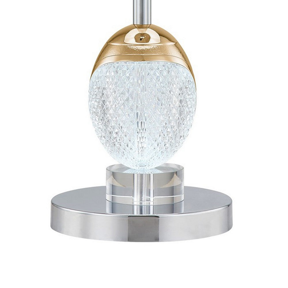 Benjara 27 Inch Table Lamp, Tapered Drum Fabric Shade, Modern Metal Base, Silver