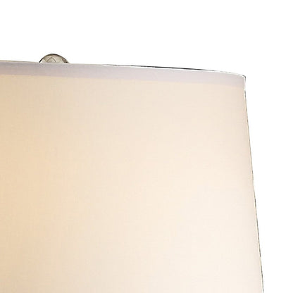 Benjara 28 Inch Table Lamp Set of 2, Empire Fabric Shade, Modern Nickel Base