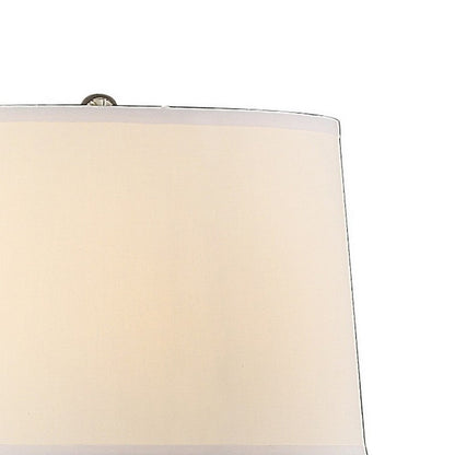 Benjara 31 Inch Table Lamp Set of 2, Empire Fabric Shade, Modern Nickel Base