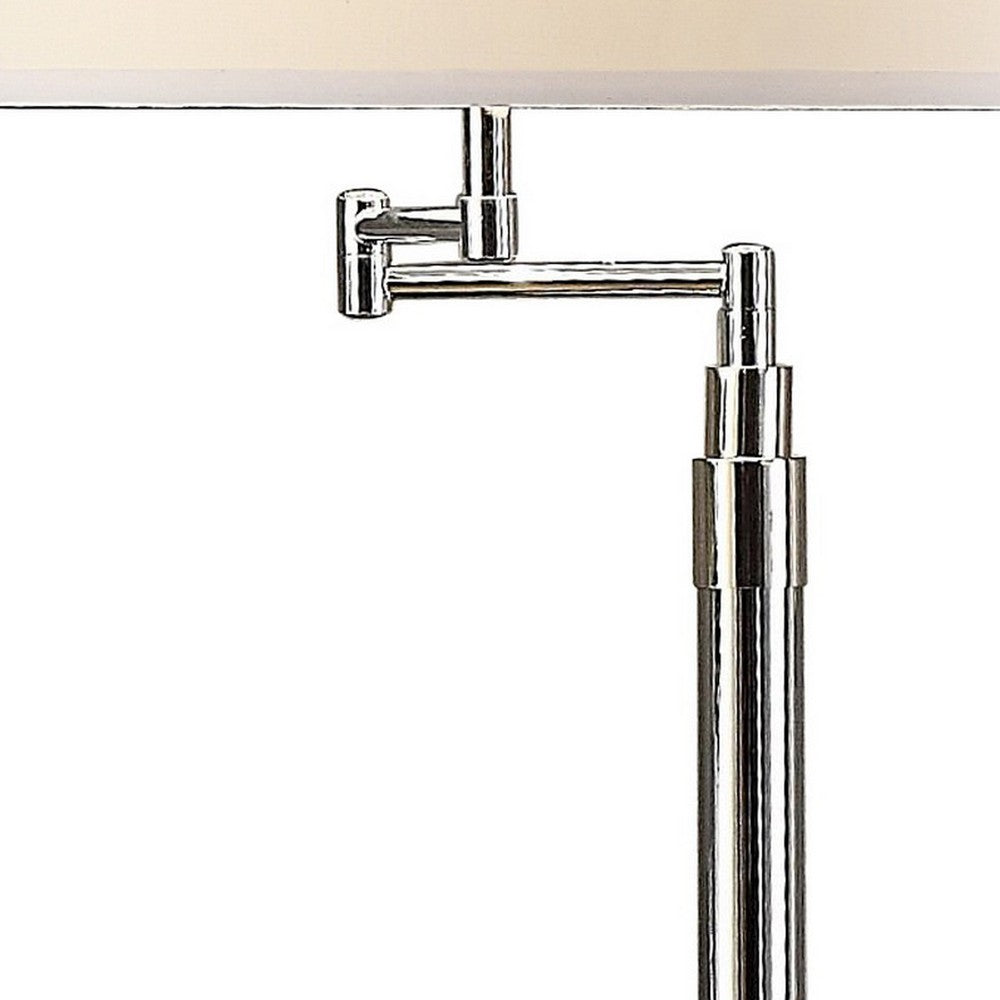 Benjara 31 Inch Table Lamp Set of 2, Empire Fabric Shade, Modern Nickel Base