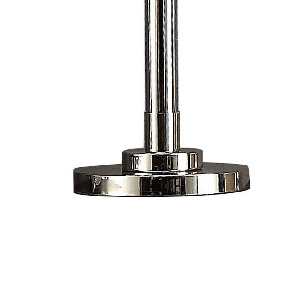 Benjara 31 Inch Table Lamp Set of 2, Empire Fabric Shade, Modern Nickel Base