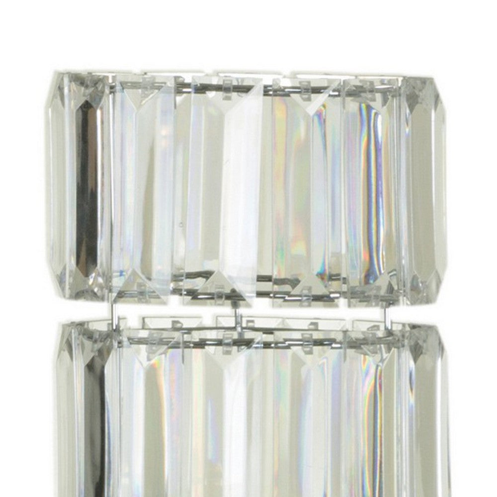 Benjara 13 Inch Table Lamp Set of 2, Drum Acrylic Shade, Modern Chrome Base