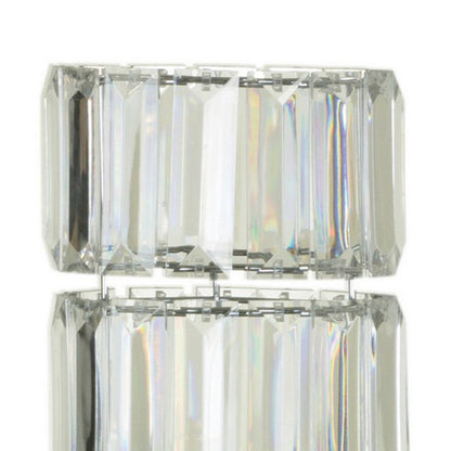 Benjara 13 Inch Table Lamp Set of 2, Drum Acrylic Shade, Modern Chrome Base