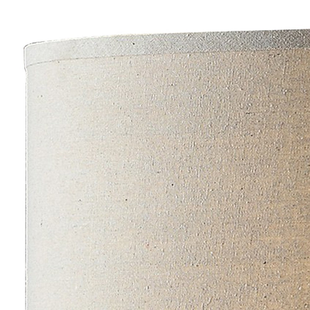 Benjara 31 Inch Table Lamp, Classic Drum Fabric Shade, Modern Metal Base, Bronze