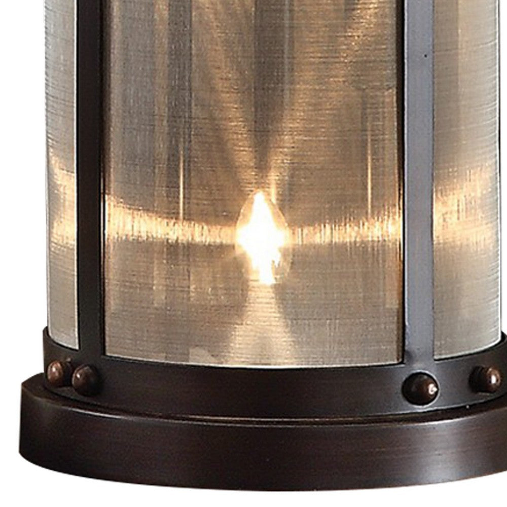 Benjara 31 Inch Table Lamp, Classic Drum Fabric Shade, Modern Metal Base, Bronze