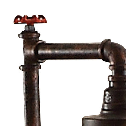 Benjara 29 Inch Table Lamp, Dome Shade, Industrial Pipe Design, Rustic Bronze