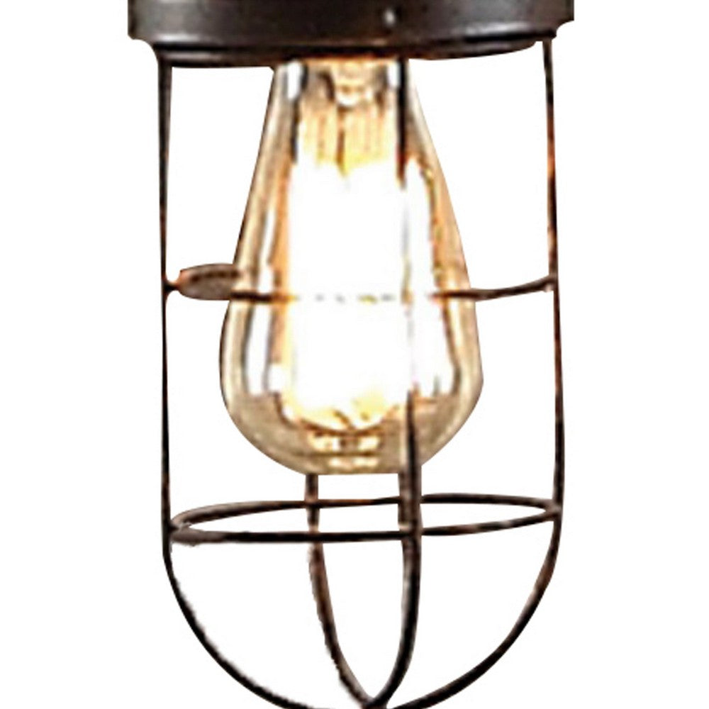 Benjara 29 Inch Table Lamp, Dome Shade, Industrial Pipe Design, Rustic Bronze