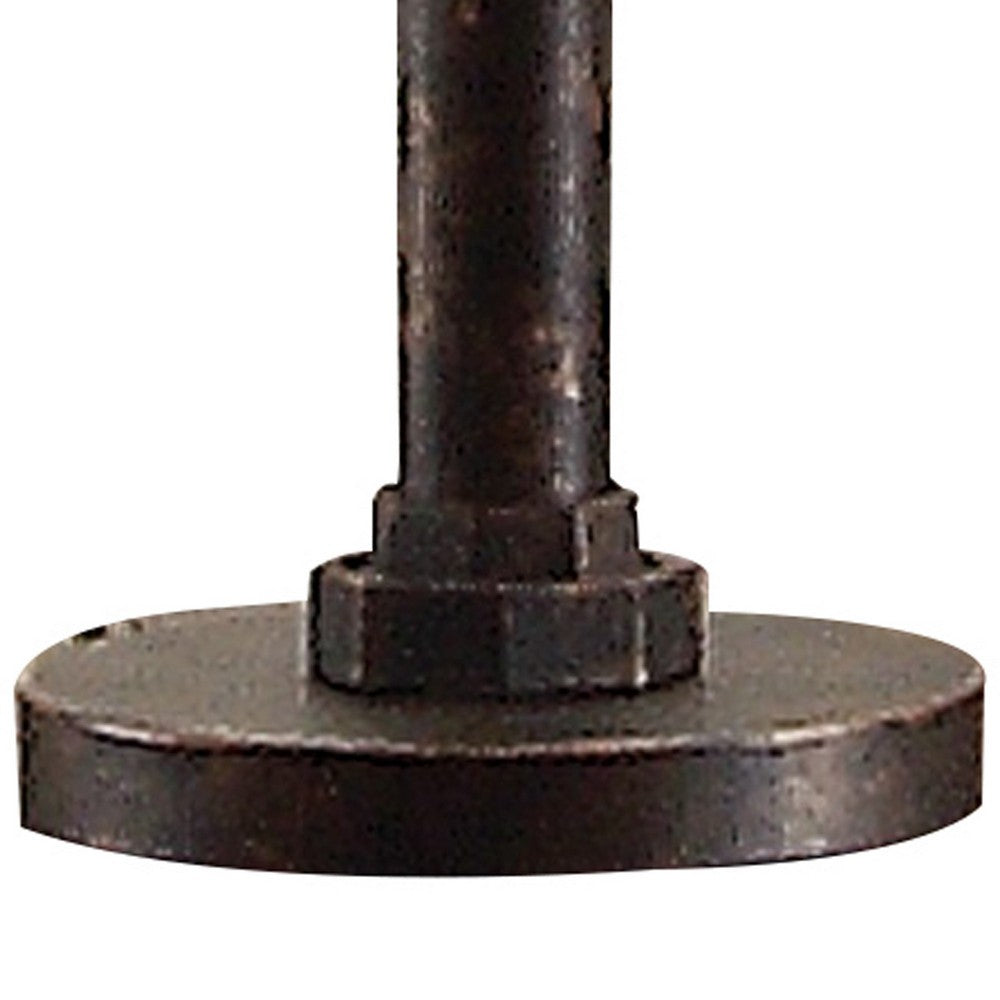 Benjara 29 Inch Table Lamp, Dome Shade, Industrial Pipe Design, Rustic Bronze