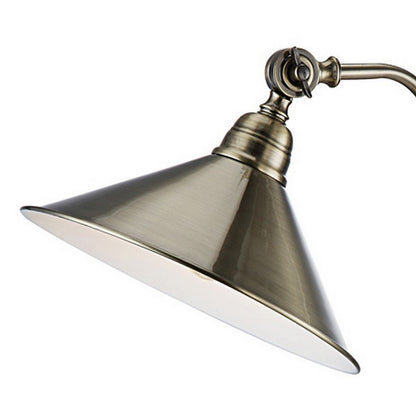 Benjara 28 Inch Table Lamp, Classic Cone Shape Metal Shade, Antique Rustic Brass