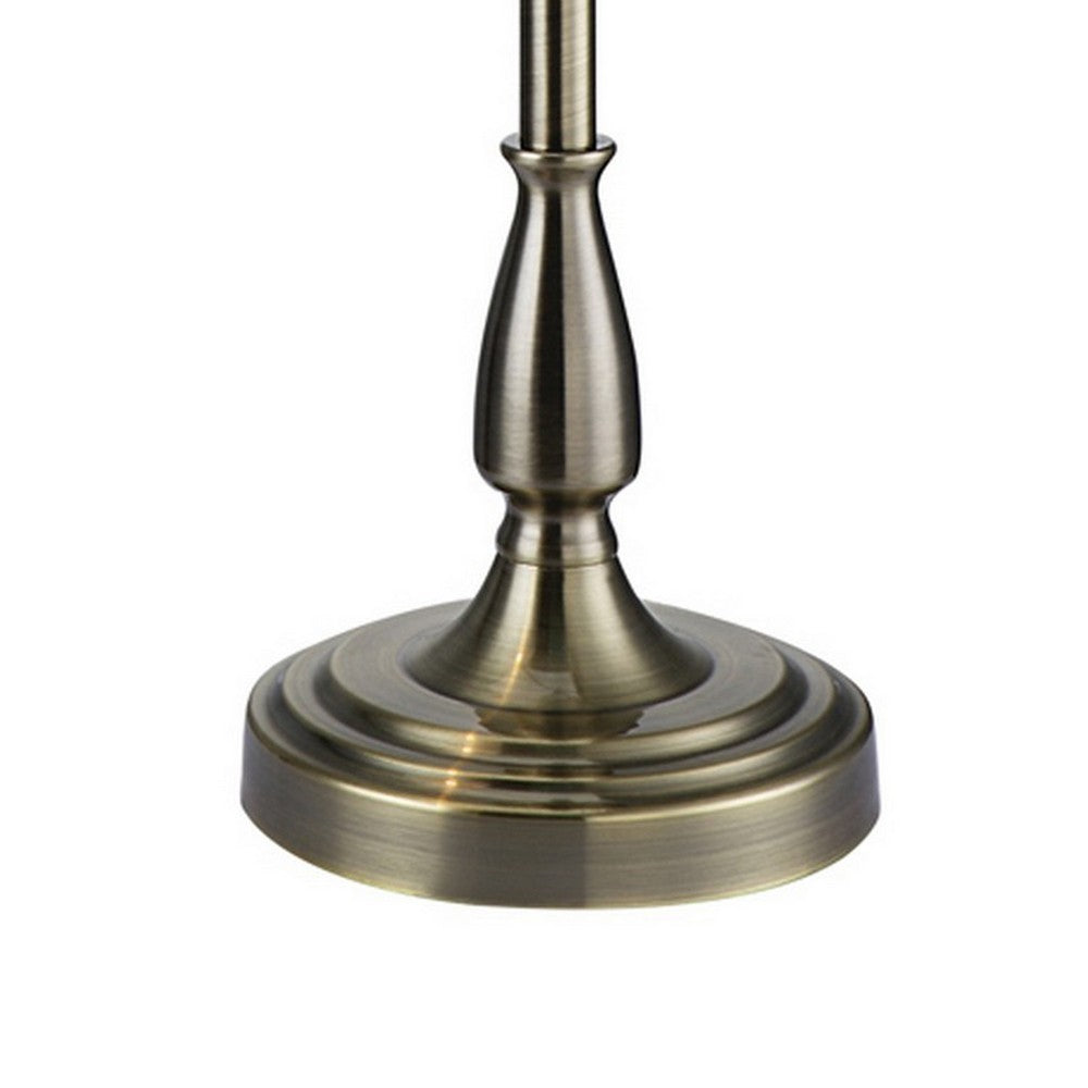 Benjara 28 Inch Table Lamp, Classic Cone Shape Metal Shade, Antique Rustic Brass