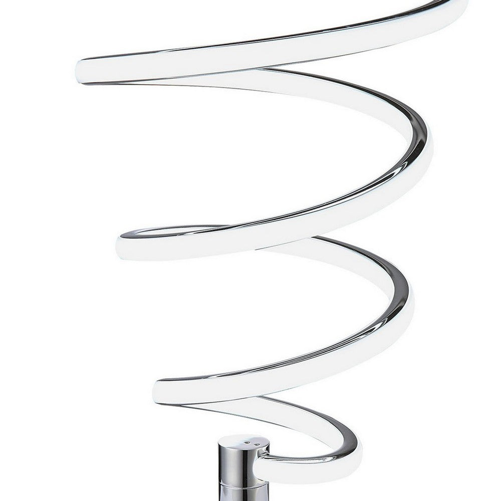 Benjara Sun 20 Inch Table Lamp, Accent Twisted Modern Design, LED Light Chrome Base