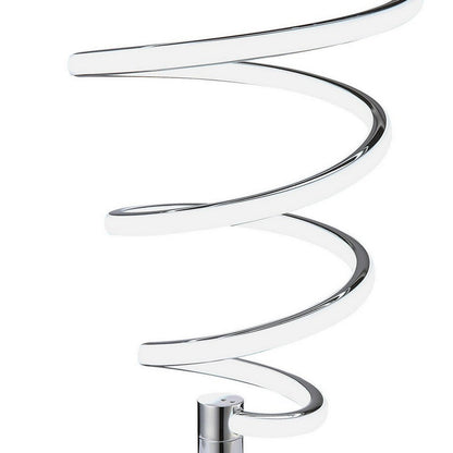 Benjara Sun 20 Inch Table Lamp, Accent Twisted Modern Design, LED Light Chrome Base