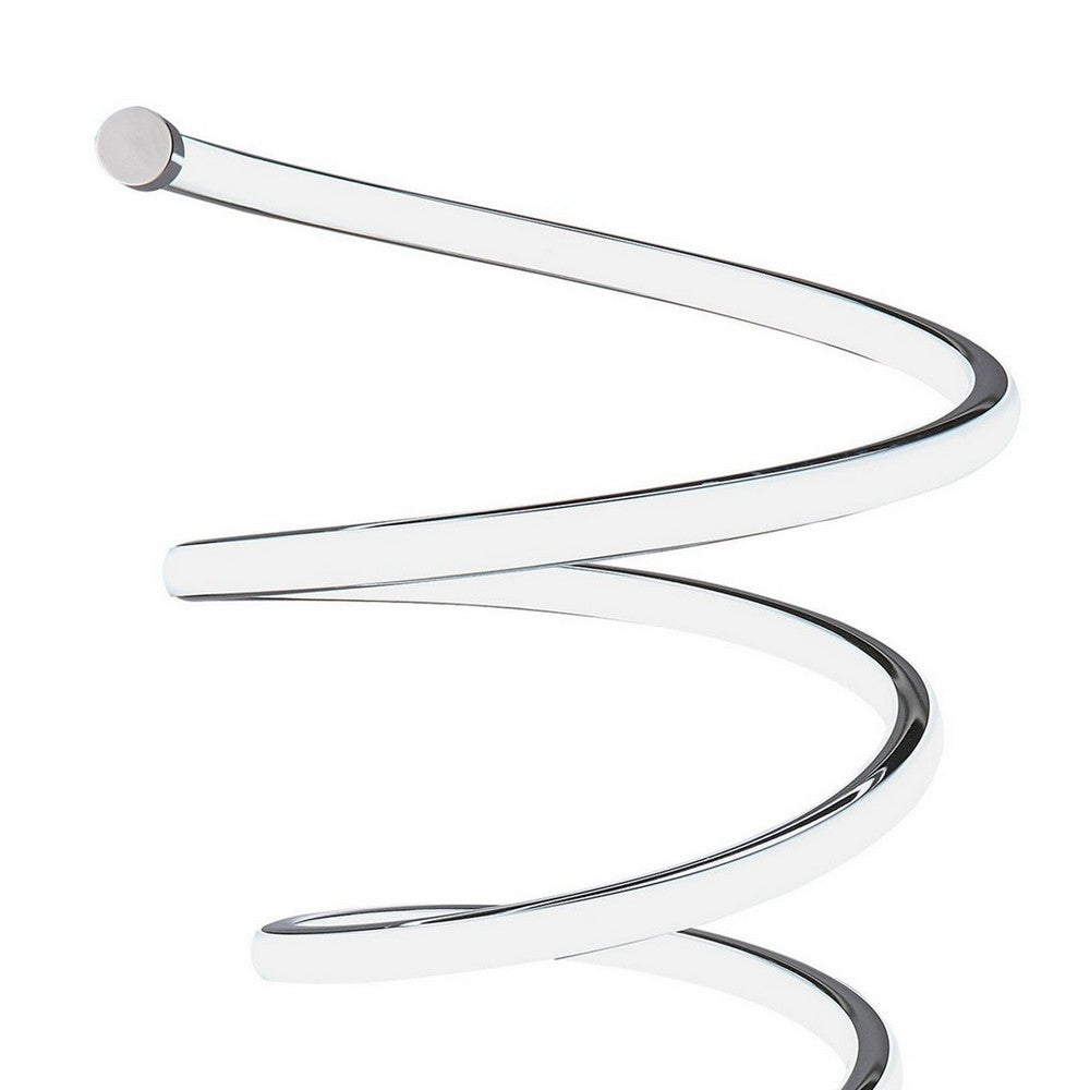 Benjara Sun 20 Inch Table Lamp, Accent Twisted Modern Design, LED Light Chrome Base