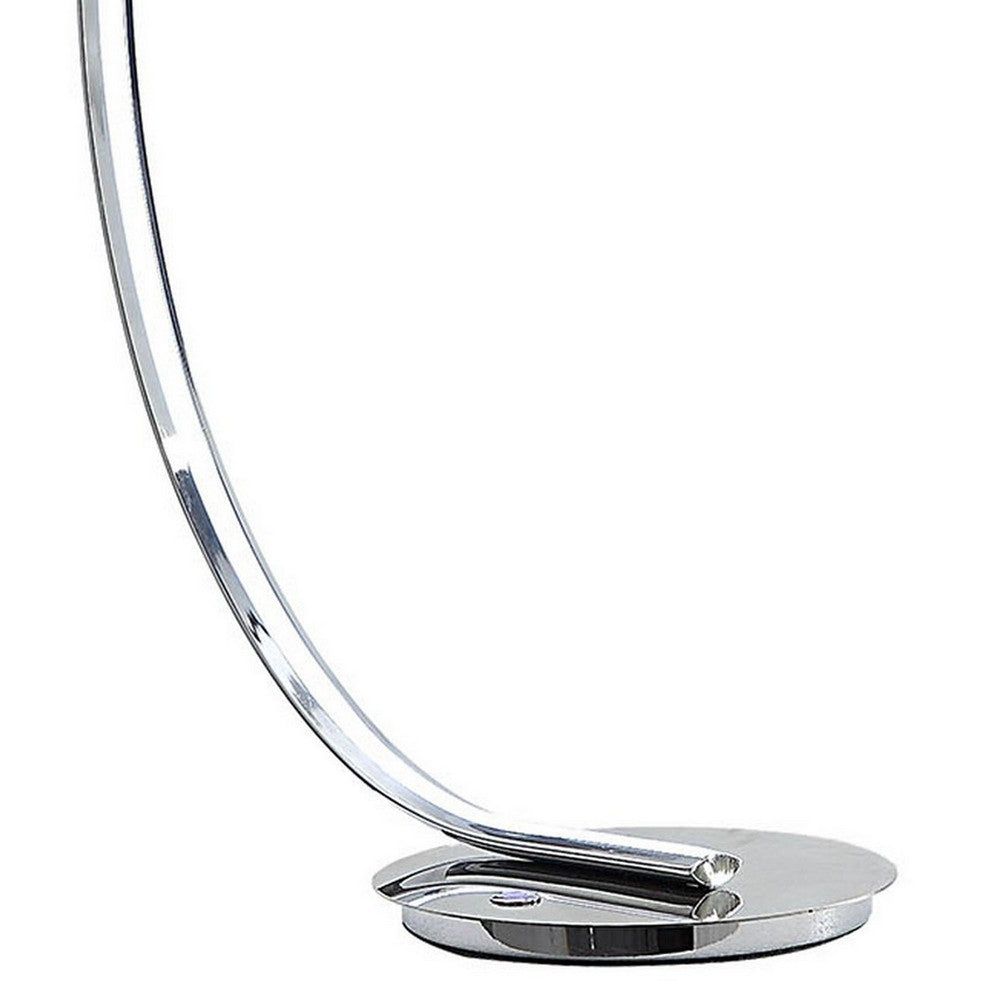 Benjara 34 Inch Table Lamp, Modern Accent Swing Arm, LED Light, Round Chrome Base