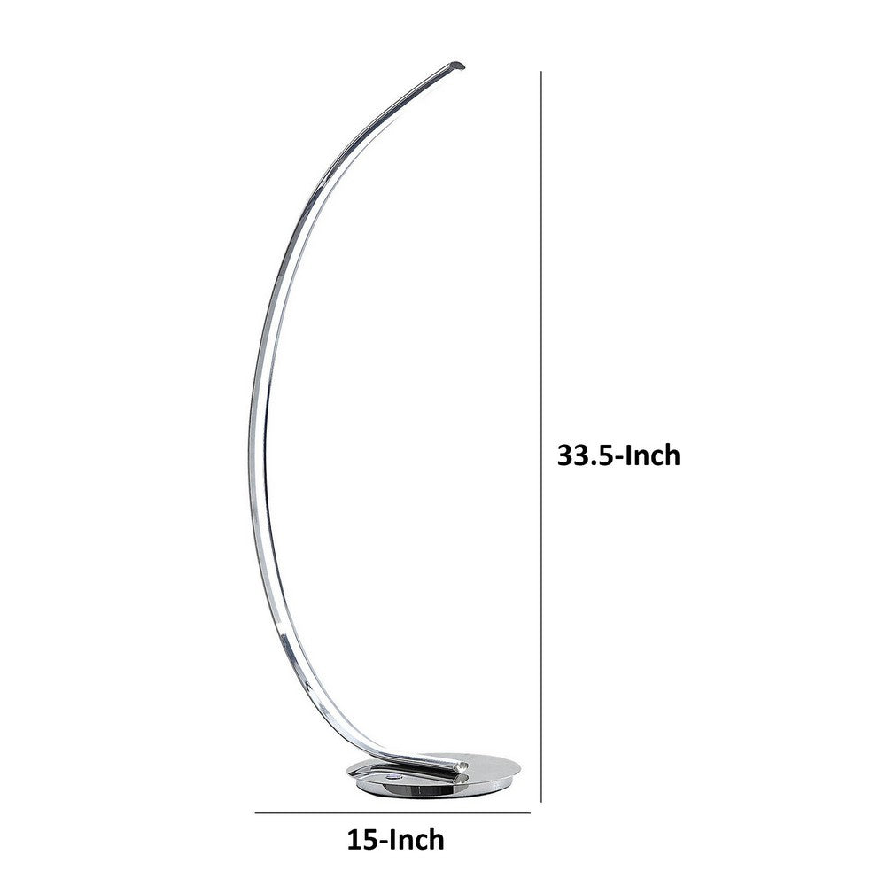Benjara 34 Inch Table Lamp, Modern Accent Swing Arm, LED Light, Round Chrome Base