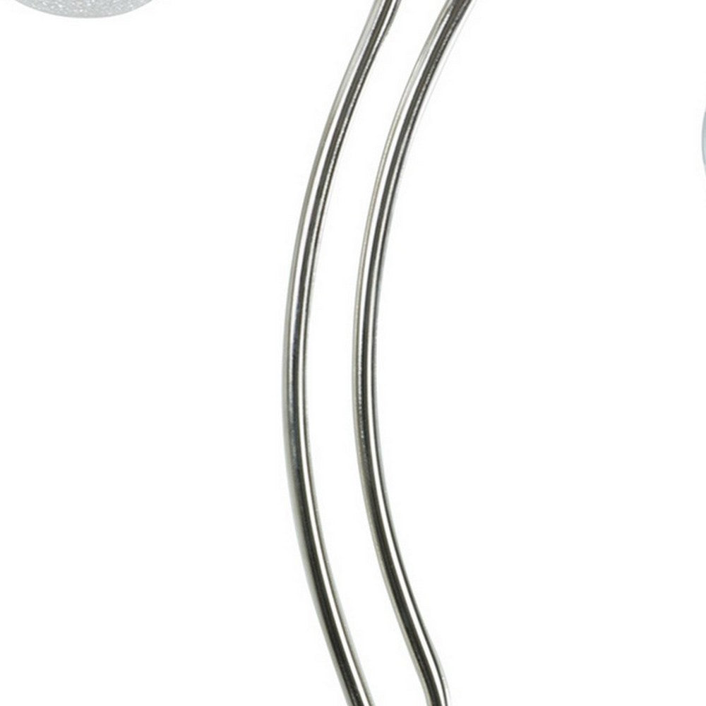 Benjara 30 Inch Table Lamp, Accent LED Light, Globe Glass Shade, Round Base, Nickel