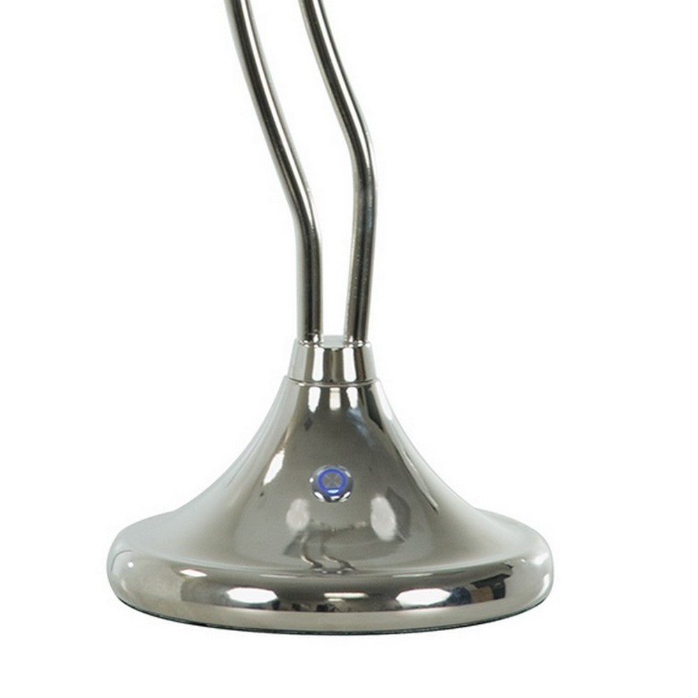 Benjara 30 Inch Table Lamp, Accent LED Light, Globe Glass Shade, Round Base, Nickel