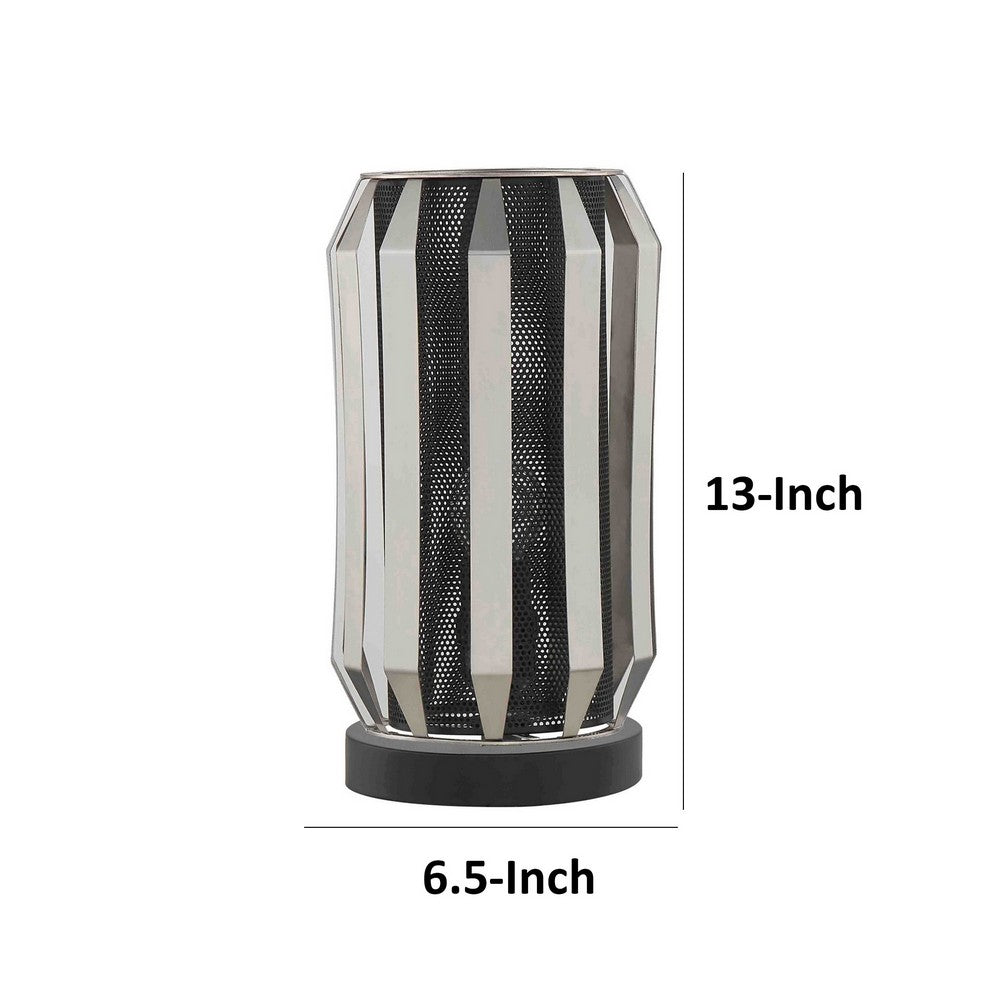 Benjara Pin 13 Inch Table Lamp, Accent Cylinder Metal Shade, Round Base, Black