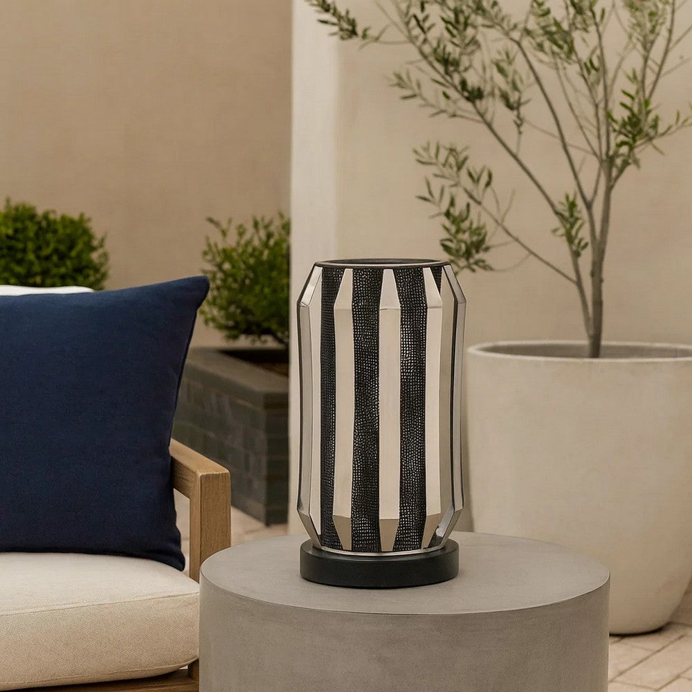 Benjara Pin 13 Inch Table Lamp, Accent Cylinder Metal Shade, Round Base, Black