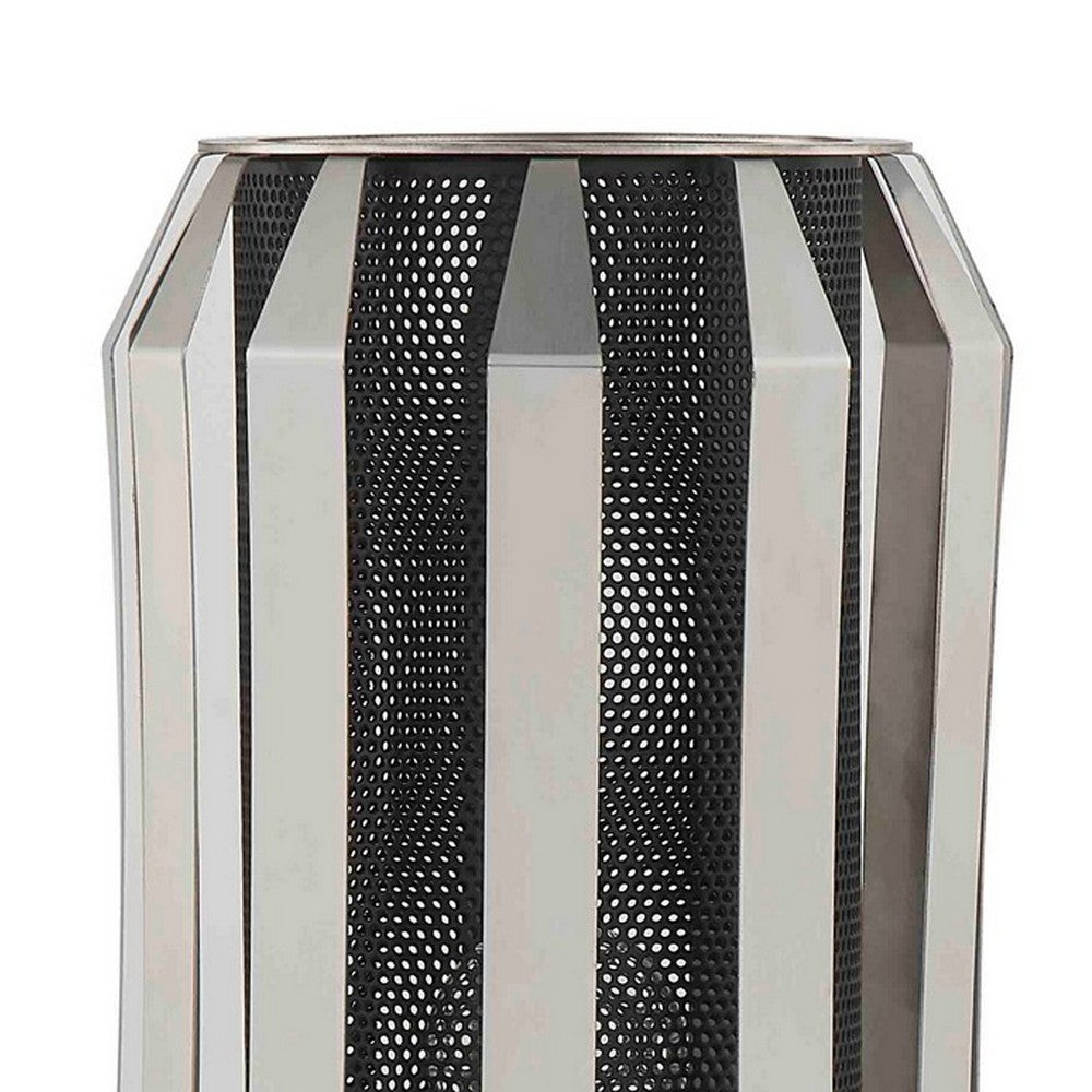 Benjara Pin 14 Inch Table Lamp, Accent Cylinder Metal Shade, Round Base, Black