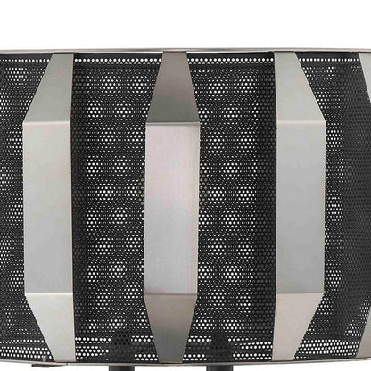 Benjara Pin 21 Inch Table Lamp, Wide Drum Metal Shade, Accent Round Base, Black