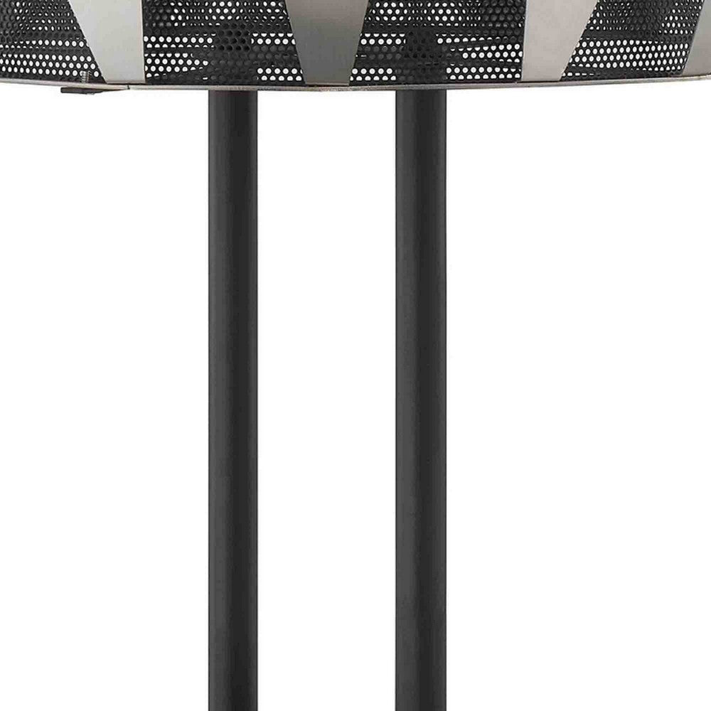 Benjara Pin 21 Inch Table Lamp, Wide Drum Metal Shade, Accent Round Base, Black