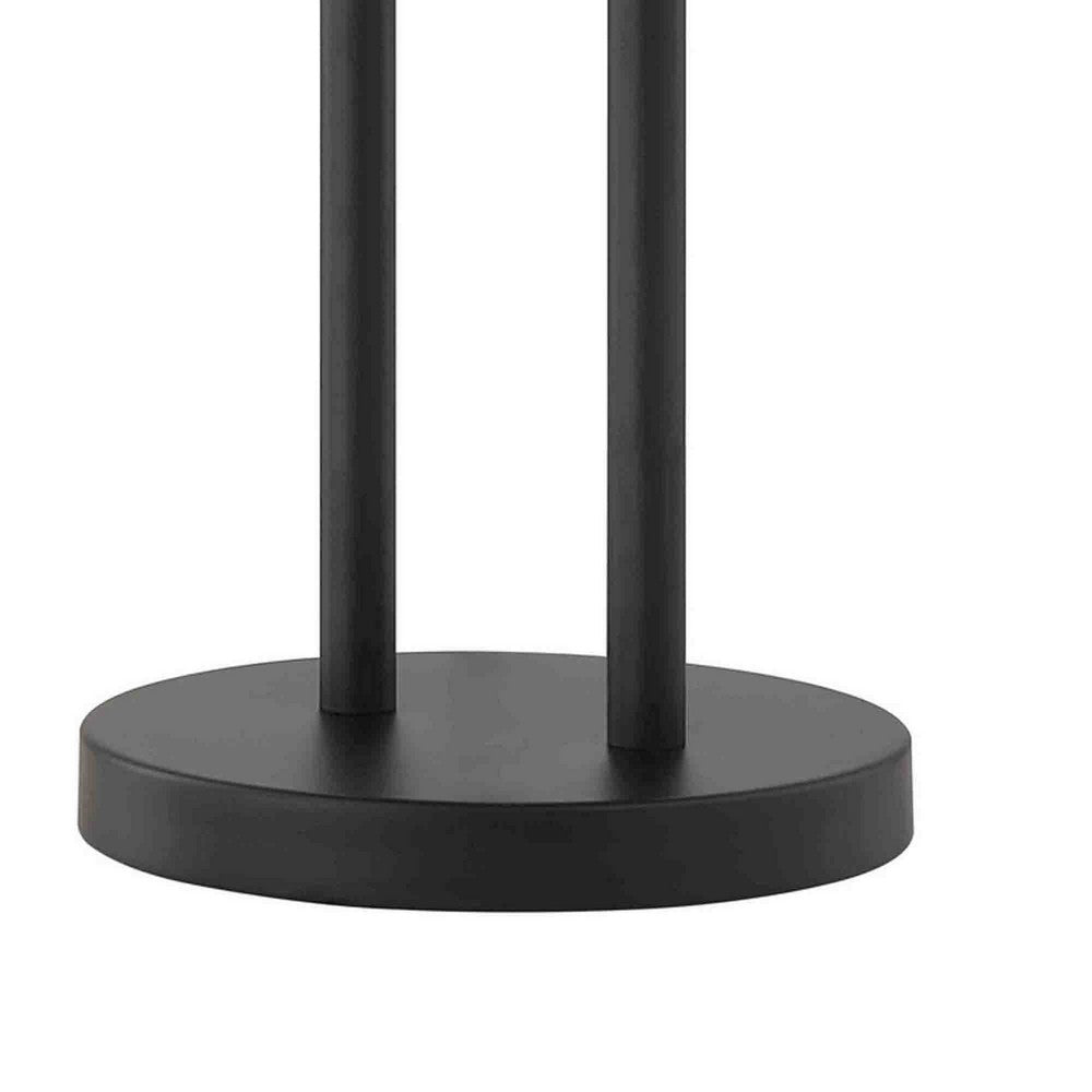Benjara Pin 21 Inch Table Lamp, Wide Drum Metal Shade, Accent Round Base, Black