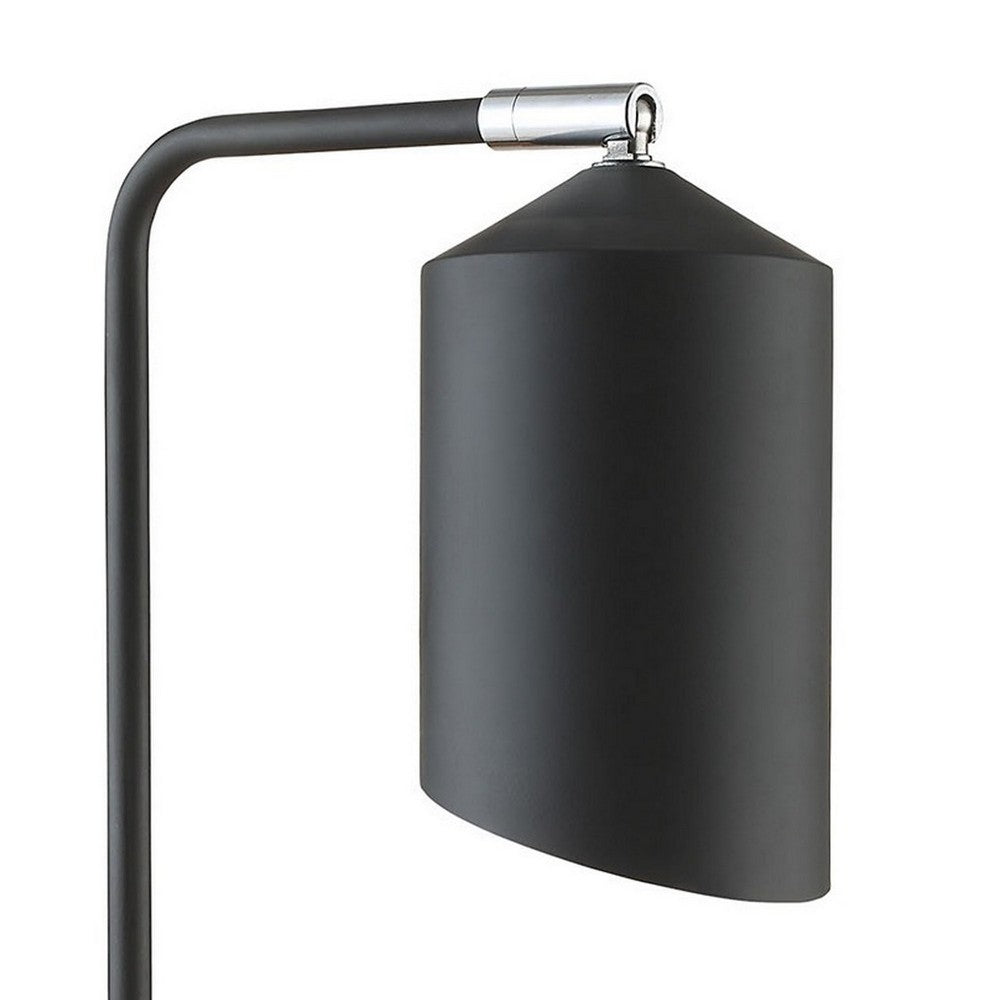 Benjara 20 Inch Table Lamp, Wireless Charging, Dome Metal Shade, Matte Black