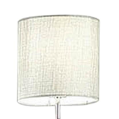 Benjara Indi 30 Inch Table Lamp, 3 Drum Fabric Shade, Round Metal Base, Silver