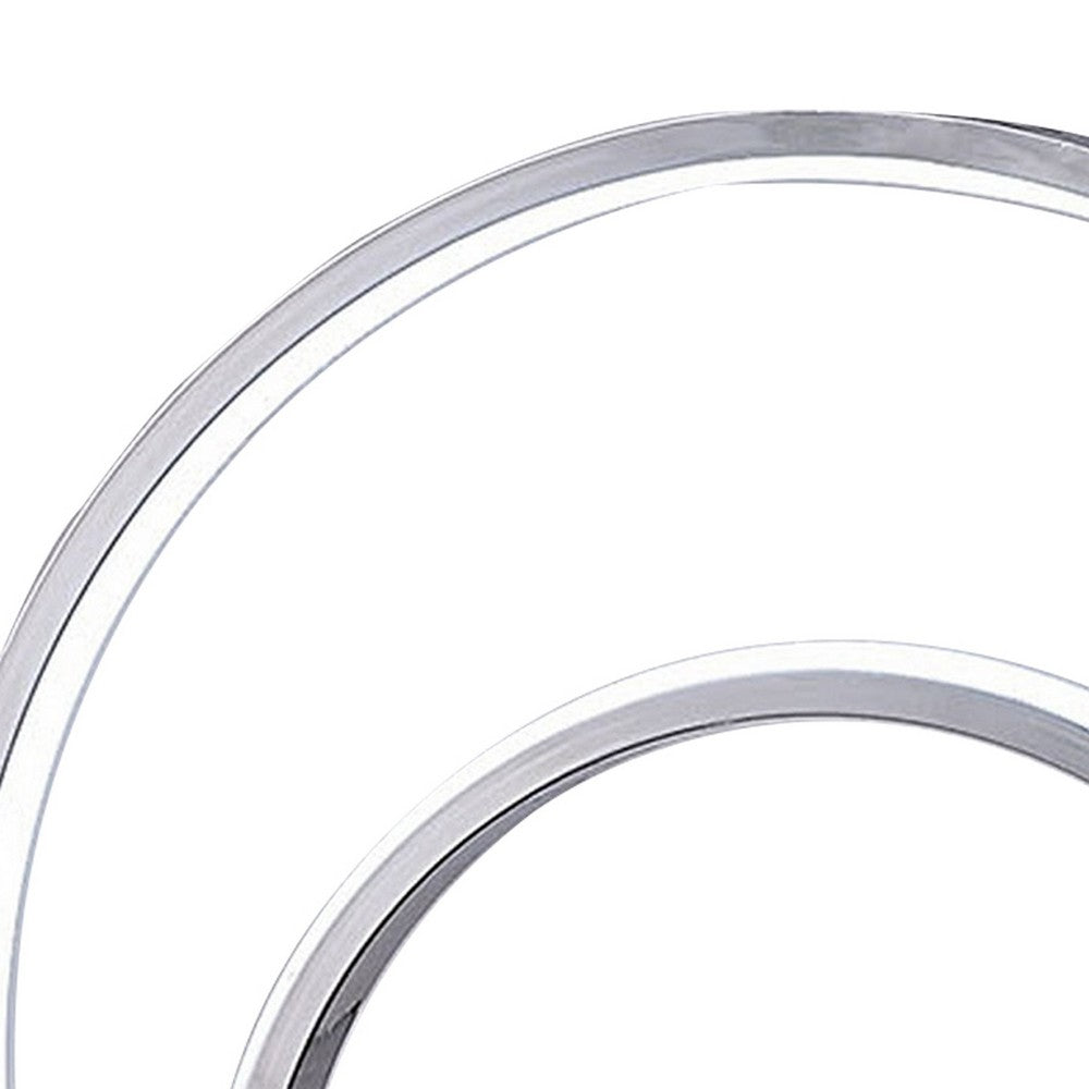 Benjara 14 Inch Table Lamp, Modern Ring LED Light, Round Metal Base, Silver