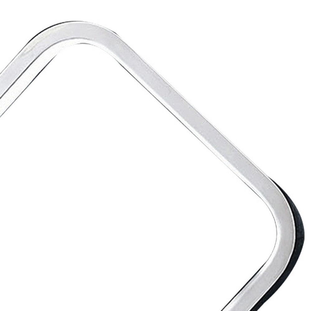 Benjara 22 Inch Table Lamp, Square LED Light, Modern Accent Metal Base, Chrome