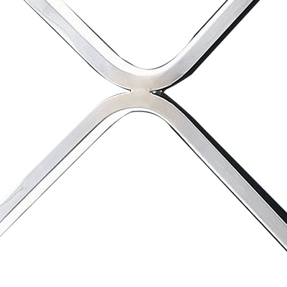 Benjara 22 Inch Table Lamp, Square LED Light, Modern Accent Metal Base, Chrome