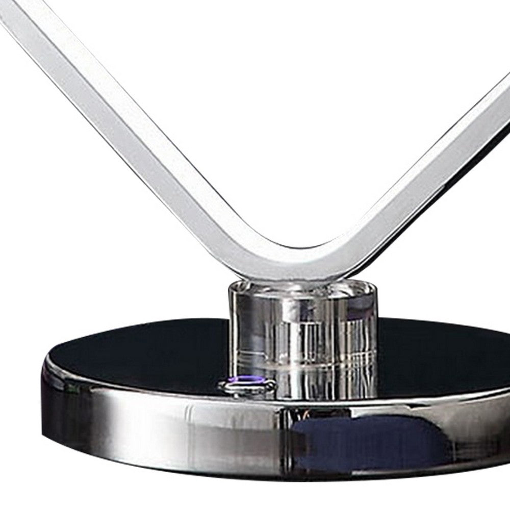 Benjara 22 Inch Table Lamp, Square LED Light, Modern Accent Metal Base, Chrome