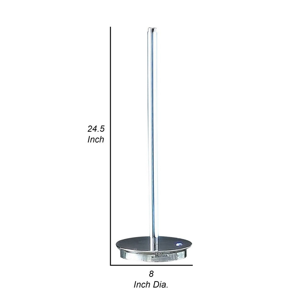 Benjara Fizo 25 Inch Table Lamp, Sleek Design, LED Light, Touch Switch, Silver