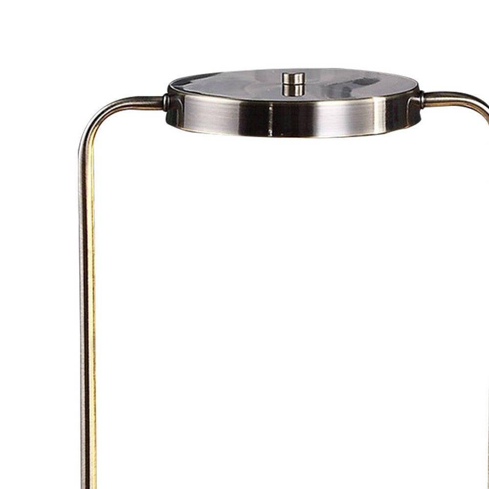 Benjara Gizo 21 Inch Table Lamp, LED Light, Wireless Charging, Metal Base, Brass