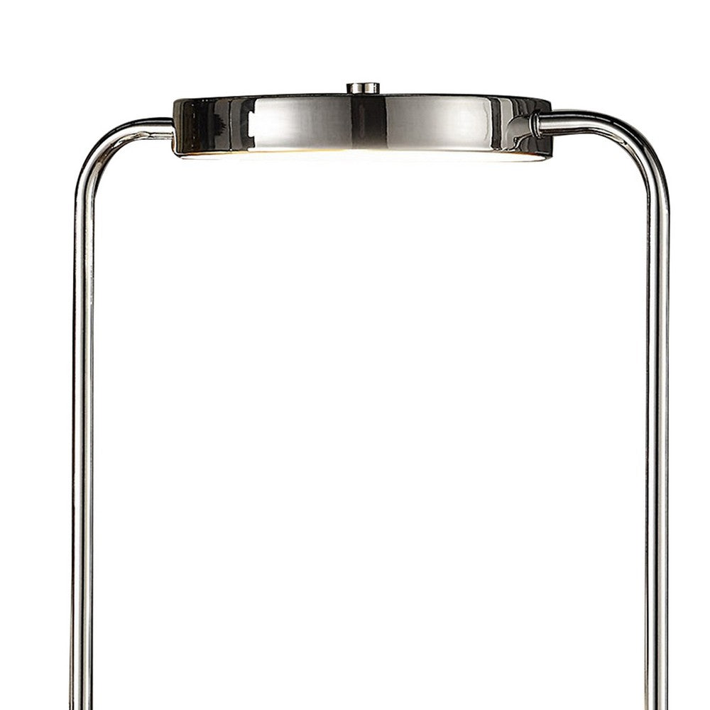 Benjara Gizo 21 Inch Table Lamp, LED Light, Wireless Charging, Metal Base, Chrome