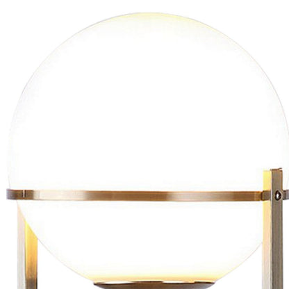 Benjara Jim 22 Inch Table Lamp, LED Light, Metal Body, Modern Globe Shade, Brass