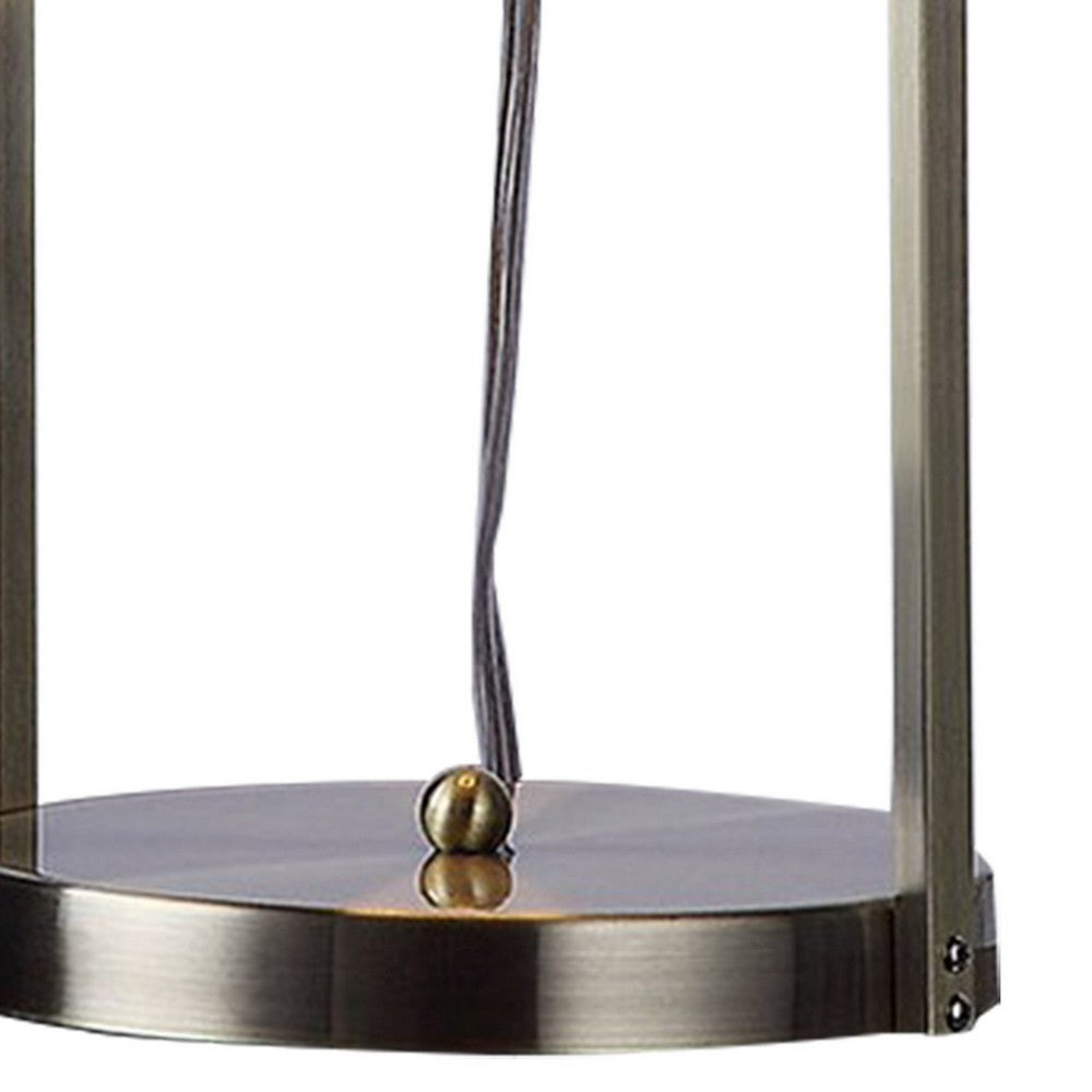 Benjara Jim 22 Inch Table Lamp, LED Light, Metal Body, Modern Globe Shade, Brass