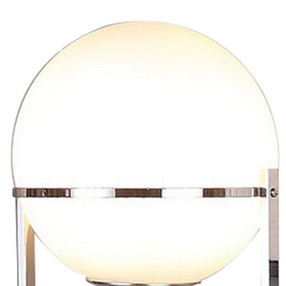 Benjara Jim 22 Inch Table Lamp, LED Light, Metal Body, Modern Globe Shade, Silver